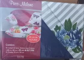 Lençol de baixo com elástico solteiro simples microfibra 2,30 m x 1,40 m paco Milano SULTAN.