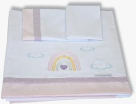 Lençol De Berço 3Pçs Arco Iris Rosa - Minha Casa Baby