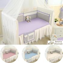 Lençol de Berço Avulso Americano em Malha com Elástico Antialérgico Menina ou Menino- 100% Algodão - 70 cm x 1,30 m x 12 cm