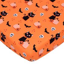 Lençol de berço Cloele Halloween Pumpkin Cat para colchão de berço Lençol de berço Cloele Halloween Pumpkin Cat para colchão de berço