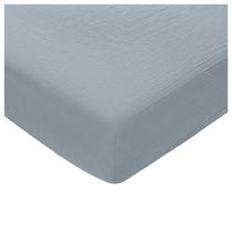 Lençol de berço com elástico Comfy Cubs, algodão musselina, azul pacífico Lençol de berço com elástico Comfy Cubs, algodão musselina, azul pacífico