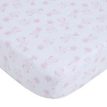 Lençol de berço Disney Minnie Mouse Be Happy rosa e branco