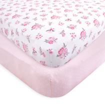 Lençol de berço Hudson Baby unissex de algodão rosa floral