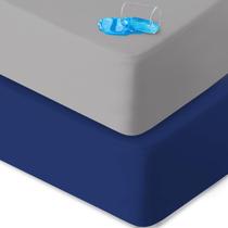 Lençol de berço impermeável, pacote com 2 unidades, cinza biloban e azul marinho Lençol de berço impermeável, pacote com 2 unidades, cinza biloban e azul marinho