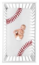 Lençol de berço Sweet Jojo Designs Baseball Boy vermelho e branco Lençol de berço Sweet Jojo Designs Baseball Boy vermelho e branco
