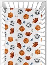 Lençol de berço Sweet Jojo Designs com tema esportivo em aquarela vintage Lençol de berço Sweet Jojo Designs com tema esportivo em aquarela vintage