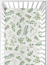 Lençol de Berço Sweet Jojo Designs - Estampa Floral Verde para Menina