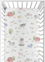 Lençol de berço Sweet Jojo Designs Farm Animals com estampa em aquarela