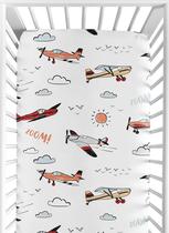 Lençol de berço Sweet Jojo Designs Vintage Airplane Boy Nursery