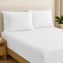lençol de cama com elástico micropercal 200 fios com fronhas palito solteiro,casal,queen,king