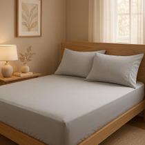 Lençol de cama King 400 Fios 3 Peças 100% algodao com elastico