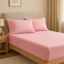 Lençol de cama King 400 Fios 3 Peças 100% algodao com elastico