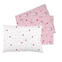 LENÇOL DE CARRINHO 2 PÇS Bambi Ursinha Joaninha Rosa