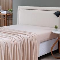 Lençol De Cima Avulso Minimal Liso Casal 01 Peça Malha 100% Algodão - Bege