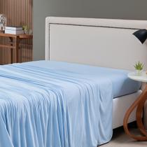 Lençol de Cima King Malha 100% Algodão Avulso sem Elástico Azul Bebê