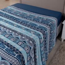 Lençol de Cima King Malha 100% Algodão Estampado Avulso sem Elástico Marinho