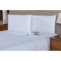 Lençol de Cima Queen Avulso c/ Vira e Ponto Palito Percal 200 Fios 100% algodão