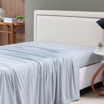 Lençol de Cima Queen Malha 100% Algodão Avulso sem Elástico Cinza