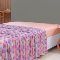 Lençol de Cima Queen Malha 100% Algodão Estampado Avulso sem Elástico Salmão Lençol de Cima Queen Malha 100% Algodão Estampado Avulso sem Elástico Salmão