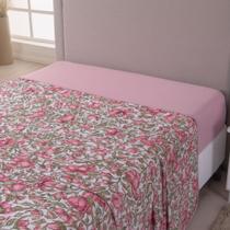 Lençol de Cima Solteiro Malha 100% Algodão Estampado Avulso sem Elástico Rosê