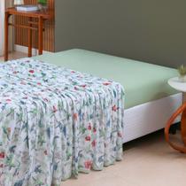 Lençol de Cima Solteiro Malha 100% Algodão Estampado Avulso sem Elástico Verde Musgo