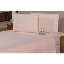 Lençol de Cima Super King C/ Vira e Ponto Palito Percal 200 Fios 100% Algodão