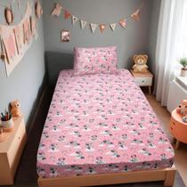 Lençol de elástico com fronhas minnie nuvem rose