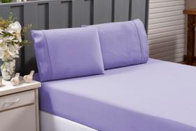 Lençol De Elástico E Fronha Cama Queen 100% Algodão Lilás Lençol De Elástico E Fronha Cama Queen 100% Algodão Lilás