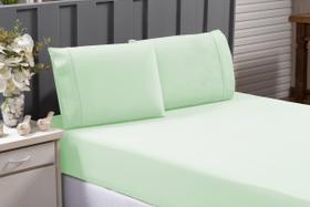 Lençol De Elástico E Fronha Cama Queen 100% Algodão Verde Lençol De Elástico E Fronha Cama Queen 100% Algodão Verde