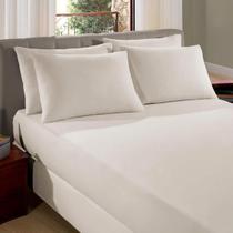 Lençol de Elástico Malha Casal Liso Vivaldi 100% Algodão Pérola