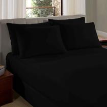 Lençol de Elástico Malha Casal Liso Vivaldi 100% Algodão Preto