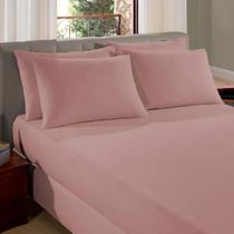 Lençol de Elástico Malha Casal Liso Vivaldi 100% Algodão Rosa