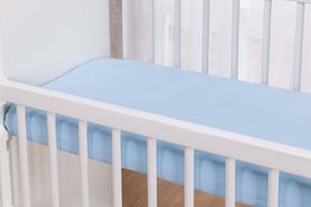 Lençol de Elastico para Mini Berço de Bebê Azul Claro 38cm Largura 100 Algodao