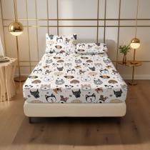 Lençol de Elástico Premium Solteiro, Casal e Queen Estampado Animais Cachorrinhos fofos Animal Print Lençol de Elástico Premium Solteiro, Casal e Queen Estampado Animais Cachorrinhos fofos Animal Print