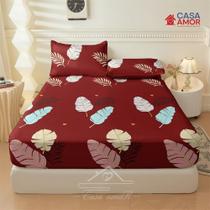 Lençol de Elástico Premium Solteiro, Casal e Queen Estampado Vermelho Outono Floral Folhas Florido 400 fios Lençol de Elástico Premium Solteiro, Casal e Queen Estampado Vermelho Outono Floral Folhas Florido 400 fios