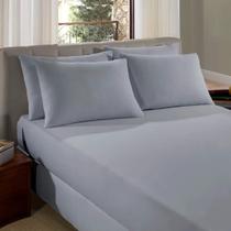 Lençol de Elástico Queen Malha Liso Vivaldi 100% Algodão Alumínio