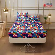Lençol de Elástico Solteiro, Casal e Queen Premium Estampado Geométrico Lençol de Elástico Solteiro, Casal e Queen Premium Estampado Geométrico