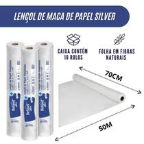 Lençol de maca de Papel Descartável Hospitalar BELIPEL SILVER - 0,70 M X 50 M - CAIXA COM 10 ROLOS