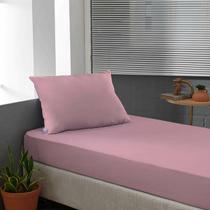 Lençol De Malha Cama Solteiro Elástico Liso 100% Algodão Cor Branco Desenho Do Tecido Rosa