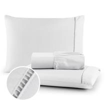 Lençol de micropercal casal padrão e duas fronhas 400 fios com elastico 03 pçs branco