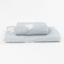 Lençol de Mini Cama com Elástico e Fronha - Pássaros Azul Lençol de Mini Cama com Elástico e Fronha - Pássaros Azul