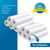 Lençol De Papel Descartável Para Maca Modelo 70x50 10 Rolos Branco