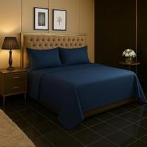 Lençol De Se Cobrir Queen S/ Elástico Perc Azul-Marinho