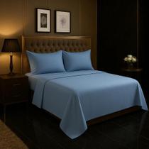 Lençol De Se Cobrir Queen S/ Elástico Percal Azul-Claro