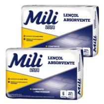 Lençol Descartável Absorvente Mili Vita p/adulto 2 pacotes c/ 6 lençóis Total 12 lençóis