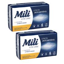 Lençol Descartável Absorvente Mili Vita para adulto 2 pacotes com 6 lençóis Total 12 lençóis Lençol Descartável Absorvente Mili Vita para adulto 2 pacotes com 6 lençóis Total 12 lençóis