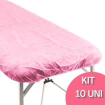 Lençol Descartável ROSA Tnt C/ Elástico 1.80m x 0.60m - 10 Unidades