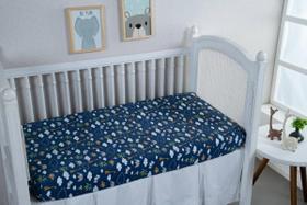Lençol Elástico De Berço Para Menino Safari Marinho 1,30M