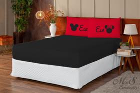 Lencol estampado 03 peças casal padrão - vermelho/preto