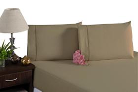 Lençol Fronha Algodão 180 Fios 3 Peças Bege Ponto Palito